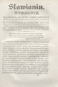 Sławianin : tygodnik dla rzemiosł, rolnictwa, handlu, domowego gospodarstwa i dla potrzeb praktycznego życia w ogólności. [T.2], No 47, 48, 49 (12 grudnia 1829) + wkładka