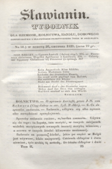 Sławianin : tygodnik dla rzemiosł, rolnictwa, handlu, domowego gospodarstwa i dla potrzeb praktycznego życia w ogólności. T.2, No. 51 (26 grudnia 1829) + wkładka