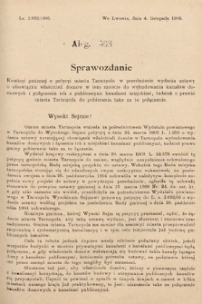 [Kadencja VIII, sesja II, al. 568] Alegata do Sprawozdań Stenograficznych z Drugiej Sesyi Ósmego Peryodu Sejmu Krajowego Królestwa Galicyi i Lodomeryi z Wielkiem Księstwem Krakowskiem z roku 1905. Alegat 568