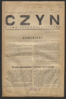 Czyn : pismo syndykalistyczne. R.1, nr 2 (maj 1943)