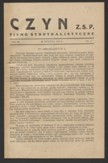 Czyn Z.S.P. : pismo syndykalistyczne. R.3 [i.e.2], nr 11 (24 kwietnia 1944)