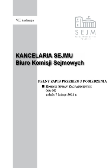 Pełny Zapis Przebiegu Posiedzenia Komisji Spraw Zagranicznych (nr 66) z dnia 7 lutego 2013 r.