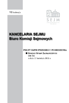 Pełny Zapis Przebiegu Posiedzenia Komisji Spraw Zagranicznych (nr 74) z dnia 17 kwietnia 2013 r.