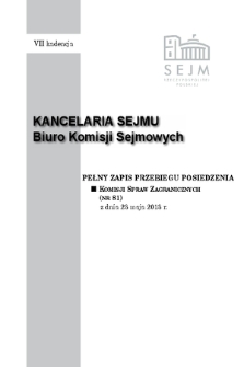 Pełny Zapis Przebiegu Posiedzenia Komisji Spraw Zagranicznych (nr 81) z dnia 23 maja 2013 r.