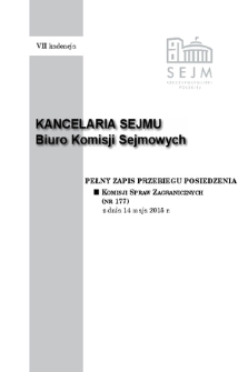 Pełny Zapis Przebiegu Posiedzenia Komisji Spraw Zagranicznych (nr 177) z dnia 14 maja 2015 r.