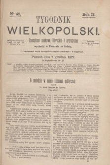 Tygodnik Wielkopolski : czasopismo naukowe, literackie i artystyczne. R.2, nr 49 (7 grudnia 1872)