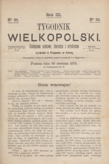 Tygodnik Wielkopolski : czasopismo naukowe, literackie i artystyczne. R.3, nr 35 (30 sierpnia 1873)