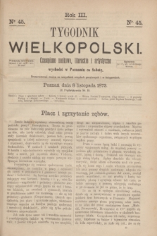 Tygodnik Wielkopolski : czasopismo naukowe, literackie i artystyczne. R.3, nr 45 (8 listopada 1873)