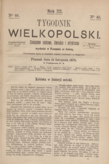 Tygodnik Wielkopolski : czasopismo naukowe, literackie i artystyczne. R.3, nr 46 (15 listopada 1873)