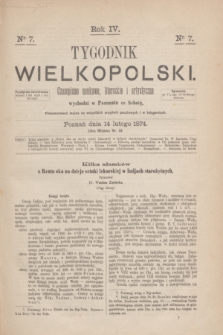 Tygodnik Wielkopolski : czasopismo naukowe, literackie i artystyczne. R.4, nr 7 (14 lutego 1874)