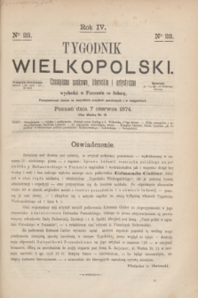 Tygodnik Wielkopolski : czasopismo naukowe, literackie i artystyczne. R.4, nr 23 (7 czerwca 1874)