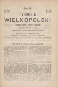 Tygodnik Wielkopolski : czasopismo naukowe, literackie i artystyczne. R.4, nr 33 (15 sierpnia 1874)