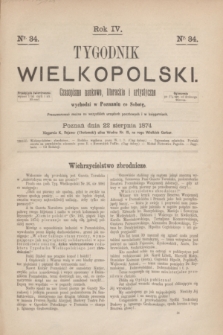 Tygodnik Wielkopolski : czasopismo naukowe, literackie i artystyczne. R.4, nr 34 (22 sierpnia 1874)