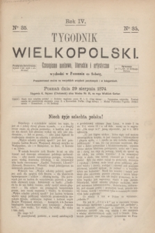 Tygodnik Wielkopolski : czasopismo naukowe, literackie i artystyczne. R.4, nr 35 (29 sierpnia 1874)