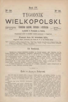 Tygodnik Wielkopolski : czasopismo naukowe, literackie i artystyczne. R.4, nr 39 (26 września 1874)
