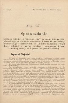 [Kadencja VIII, sesja II, al. 617] Alegata do Sprawozdań Stenograficznych z Drugiej Sesyi Ósmego Peryodu Sejmu Krajowego Królestwa Galicyi i Lodomeryi z Wielkiem Księstwem Krakowskiem z roku 1905. Alegat 617