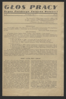 Głos Pracy : Organ Polskiego Związku Wolności. R.4, nr 21 (20 maja 1943)
