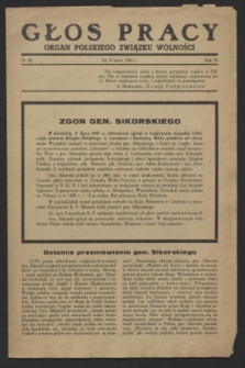 Głos Pracy : Organ Polskiego Związku Wolności. R.4, nr 28 (8 lipca 1943)