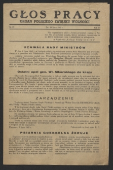 Głos Pracy : Organ Polskiego Związku Wolności. R.4, nr 29 (15 lipca 1943)