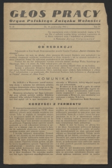 Głos Pracy : Organ Polskiego Związku Wolności. R.4, nr 42 (14 października 1943)