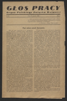 Głos Pracy : Organ Polskiego Związku Wolności. R.5, nr 26 (29 czerwca 1944)