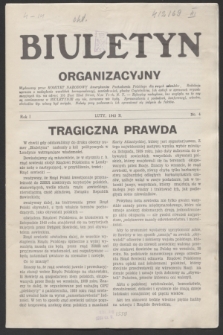 Biuletyn Organizacyjny : wydawany przez Komitet Narodowy Amerykanów Pochodzenia Polskiego dla swych członków. R.1, No. 4 (luty 1943)