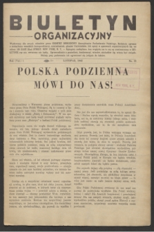Biuletyn Organizacyjny : wydawany dla swych członków przez Komitet Narodowy Amerykanów Pochodzenia Polskiego. R.1, No. 13 (listopad 1943)