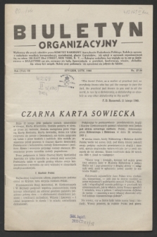 Biuletyn Organizacyjny : wydawany dla swych członków przez Komitet Narodowy Amerykanów Pochodzenia Polskiego. R.3, nr 27/28 (styczeń - luty 1945)