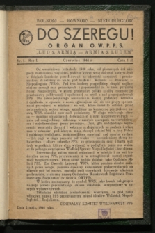Do Szeregu! : organ OW PPS. R.1, nr 1 (czerwiec 1944)