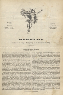 Merkury : dodatek tygodniowy do Ekonomisty. 1866, nr 23 (9 czerwca)