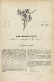 Merkury : dodatek tygodniowy do Ekonomisty. 1866, nr 29 (21 lipca)