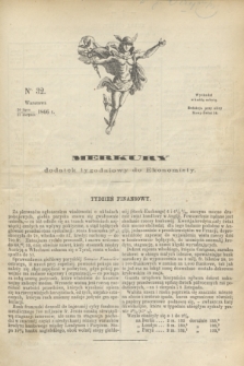 Merkury : dodatek tygodniowy do Ekonomisty. 1866, nr 32 (11 sierpnia)