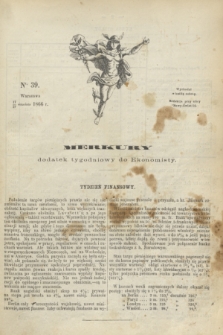 Merkury : dodatek tygodniowy do Ekonomisty. 1866, nr 39 (29 września)