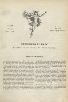Merkury : dodatek tygodniowy do Ekonomisty. 1867, nr 29 (20 lipca)