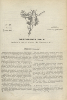 Merkury : dodatek tygodniowy do Ekonomisty. 1867, nr 39 (28 września)