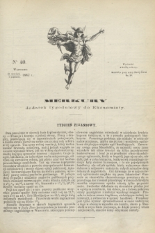 Merkury : dodatek tygodniowy do Ekonomisty. 1867, nr 40 (5 października)
