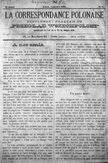 La Correspondance Polonaise : supplément français du „Przegląd Wszechpolski”. A. 1, 1896, № 1