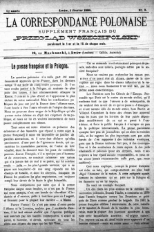 La Correspondance Polonaise : supplément français du „Przegląd Wszechpolski”. A. 1, 1896, № 3