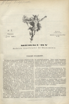 Merkury : dodatek tygodniowy do Ekonomisty. 1868, nr 7 (15 lutego)