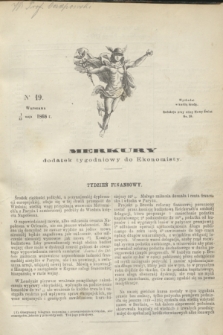 Merkury : dodatek tygodniowy do Ekonomisty. 1868, nr 19 (13 maja)