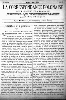 La Correspondance Polonaise : supplément français du „Przegląd Wszechpolski”. A. 1, 1896, № 5