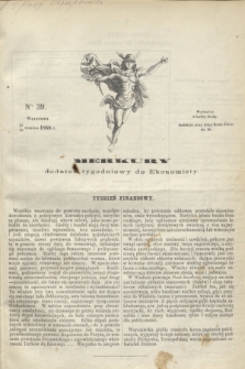 Merkury : dodatek tygodniowy do Ekonomisty. 1868, nr 39 (30 września)