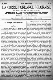 La Correspondance Polonaise : supplément français du „Przegląd Wszechpolski”. A. 1, 1896, № 8