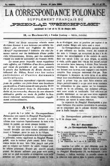 La Correspondance Polonaise : supplément français du „Przegląd Wszechpolski”. A. 1, 1896, № 11/12