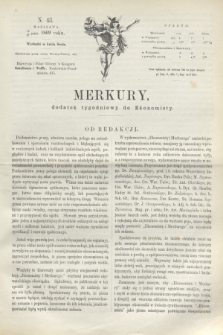 Merkury : dodatek tygodniowy do Ekonomisty. 1869, N. 43 (27 października) + dod.
