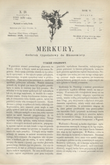 Merkury : dodatek tygodniowy do Ekonomisty. R.5 [!], N. 19 (11 maja 1870) + dod.