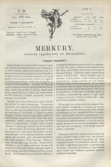 Merkury : dodatek tygodniowy do Ekonomisty. R.5 [!], N. 29 (21 lipca 1870) + dod.