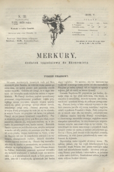 Merkury : dodatek tygodniowy do Ekonomisty. R.5 [!], N. 35 (1 września 1870) + dod.