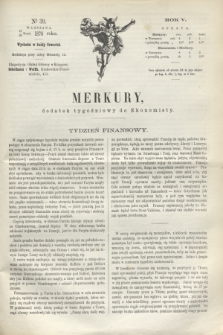 Merkury : dodatek tygodniowy do Ekonomisty. R.5 [!], N. 39 (29 września 1870)
