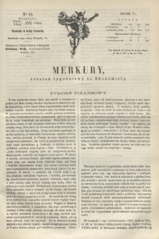 Merkury : dodatek tygodniowy do Ekonomisty. R.5 [!], N. 44 (3 listopada 1870)